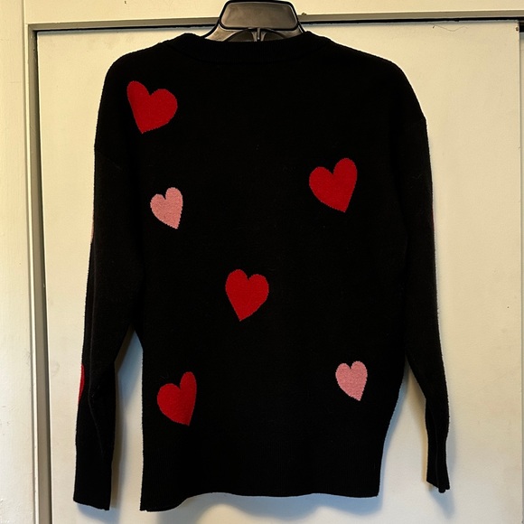 Nicole Miller NY Black Valentine Heart Sweater Red Pink Hearts Small - Picture 3 of 5